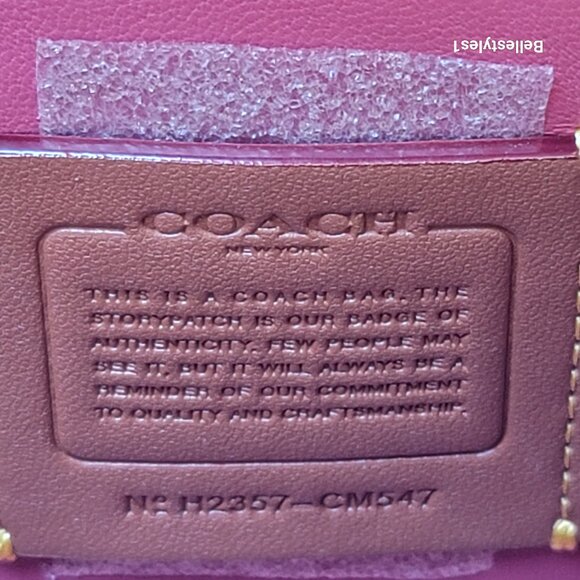 COACH Penn Sequined & Smooth Leather Small Shoulder Bag - Dark Magenta⭐ - Picture 15 of 16